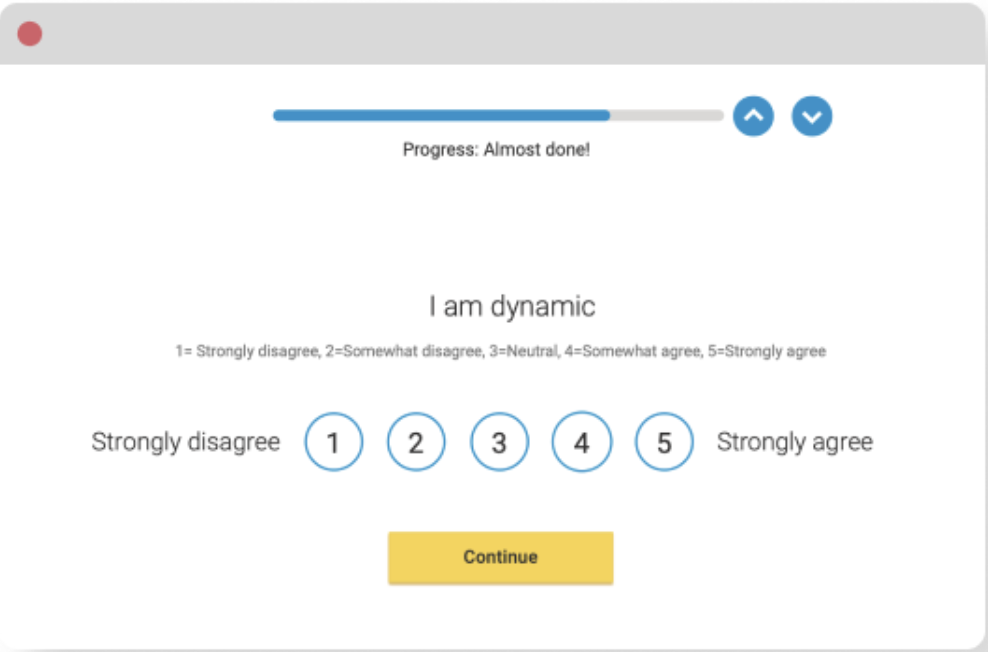 Everything DiSC assessment interface showing behavioral question scale